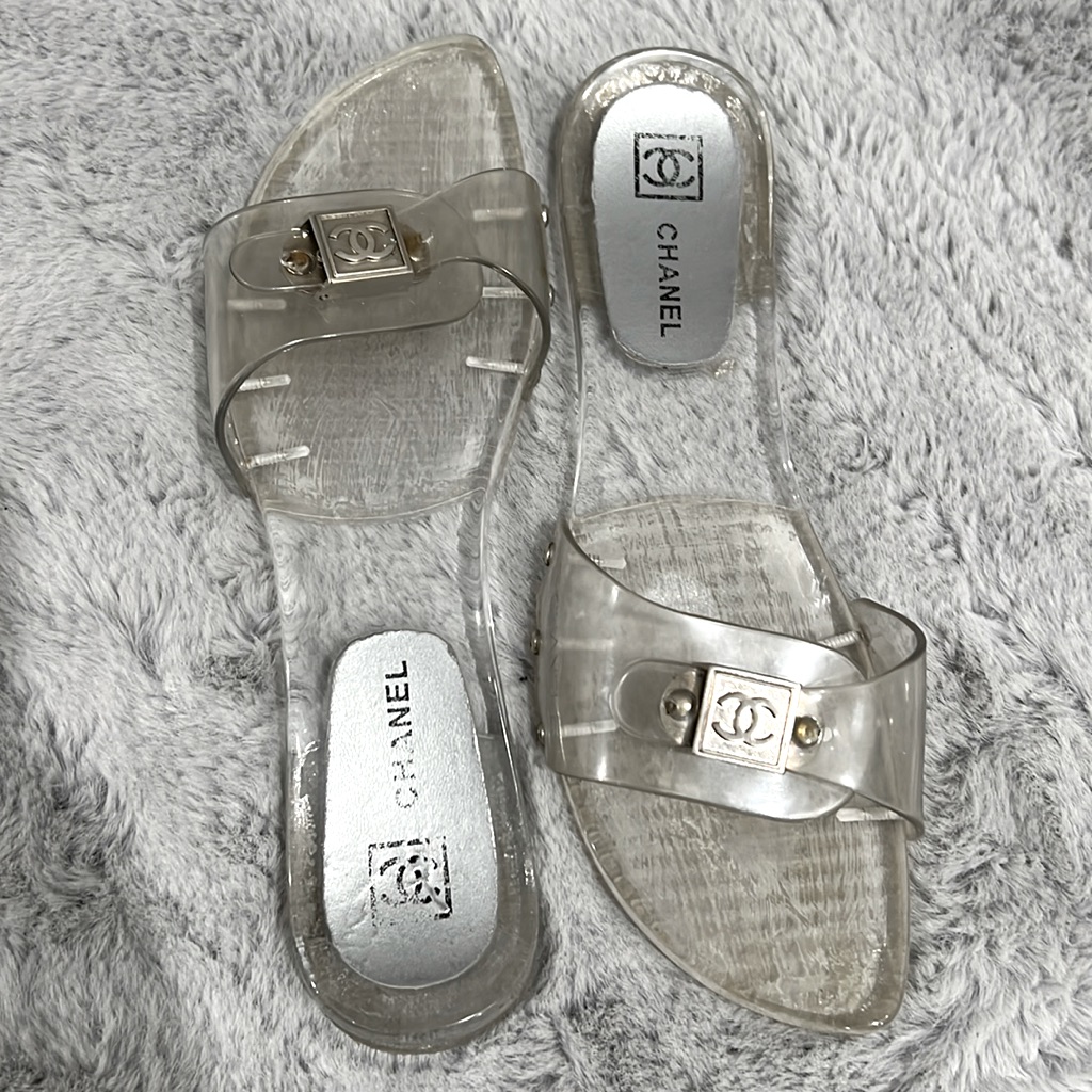Chanel Vintage Slides Cruise 2005 Collection By Karl Lagerfeld Clear Pvc